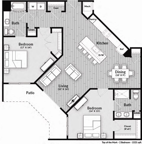The Top of the Mark Floorplan at The Harrison, Newtown Square, PA